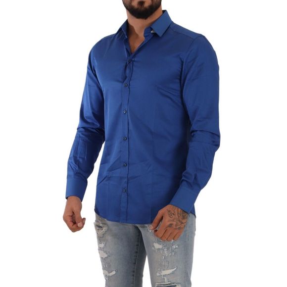 Dolce & Gabbana Blue MARTINI Cotton Slim Fit Formal Shirt - Picture 4 of 5